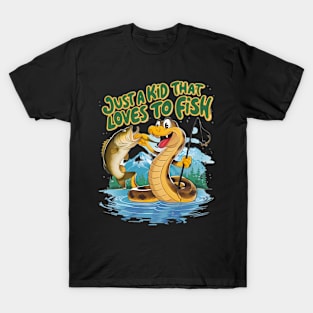 Whimsical Snake and Fish T-Shirt